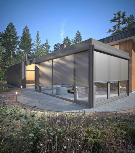 3d,Render,Of,House,Outdoor,Patio,And,Pergola